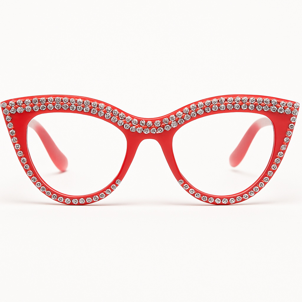 Red and Rimstone Glasses with Black Case