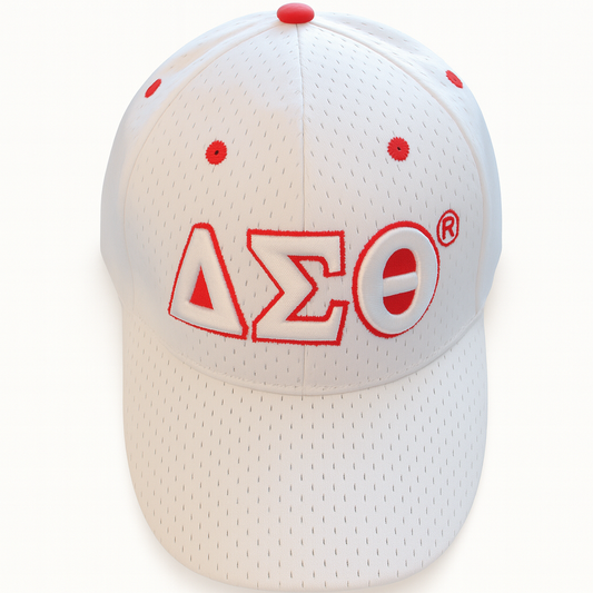 White and Red Delta Sigma Theta Skull Cap