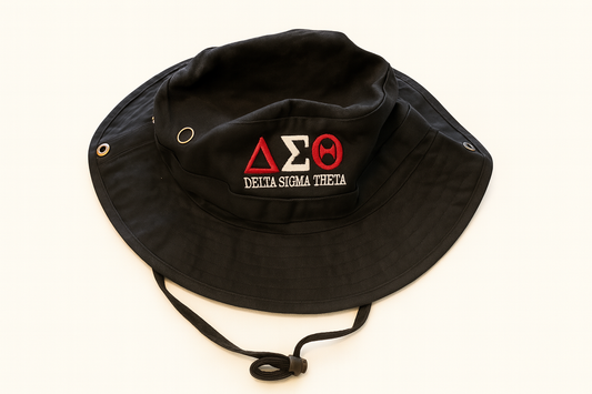 Black Red and White Bucket Delta Hat